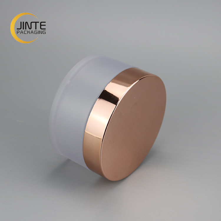 Wholesale Luxury Empty Packaging 4oz Face cream Lip Scrub PETG Jar Frosted Jar with Shiny Rose Gold lids