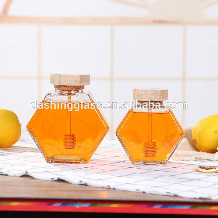 Wholesale Luxury Honey Pot Jar Empty Honey Glass Jar 500g with Wooden Lid for Honey