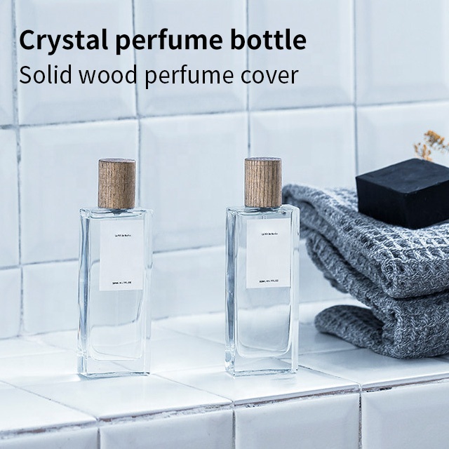 Wholesale Luxury Refillable Custom Empty Crystal 30ml 50ml 100ml Wooden Cap Glass Spray Perfume Bottles