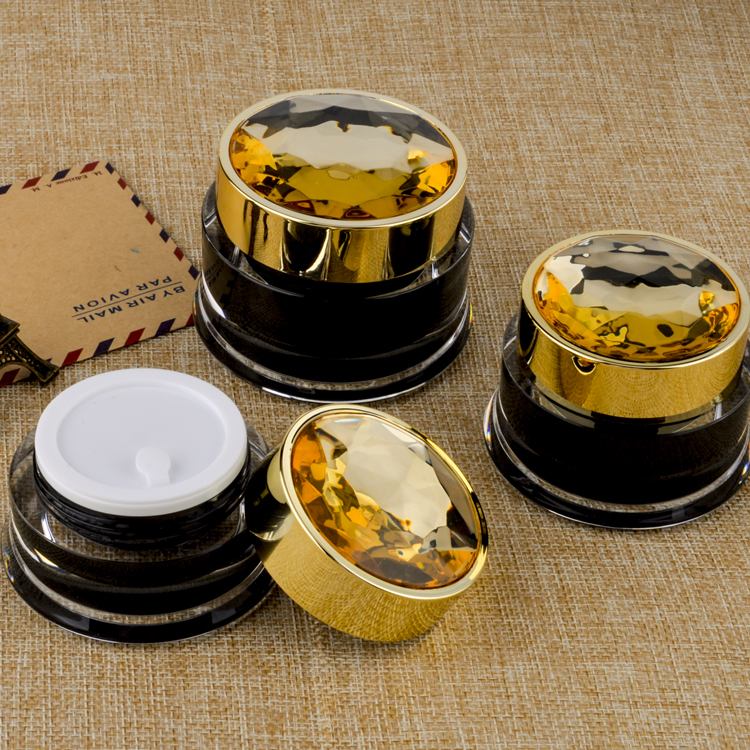 Wholesale Luxury Rose Gold Black Color Thick Wall Acrylic Cream Jars For Cosmetic