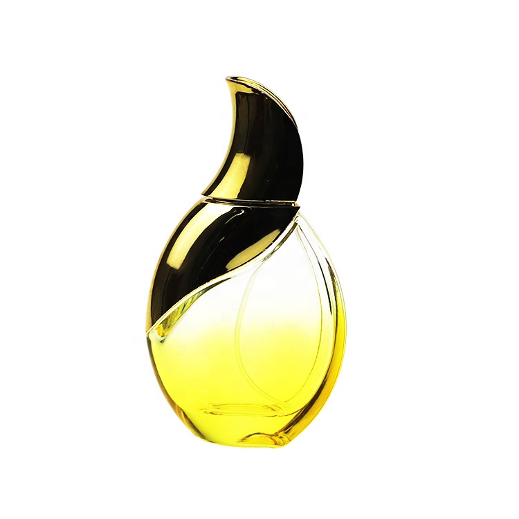 Wholesale Luxury Round Yellow Perfume Spray Bottle 100ml With Gold Cap
