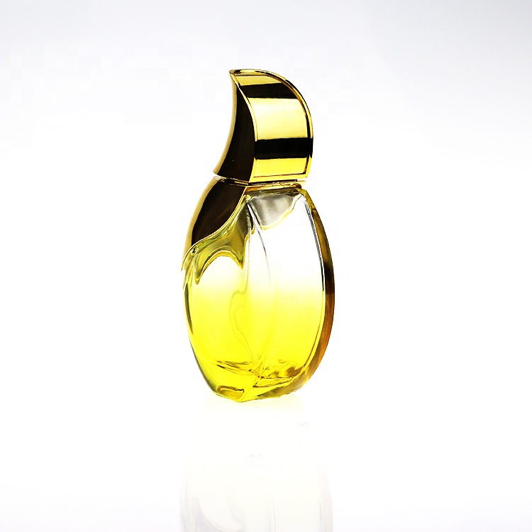 Wholesale Luxury Round Yellow Perfume Spray Bottle 100ml With Gold Cap