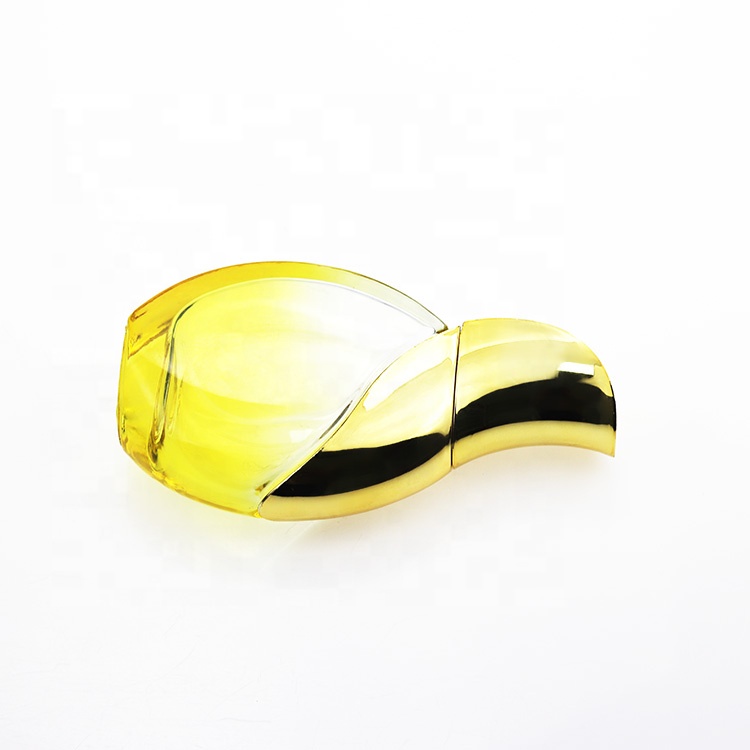 Wholesale Luxury Round Yellow Perfume Spray Bottle 100ml With Gold Cap