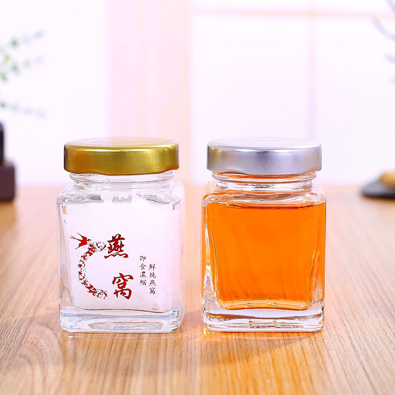 Wholesale Luxury Small 100 ml Round Hexagonal Square Mason Honey Jar Honey Glass Jar for Jam Bird's Nest Packing