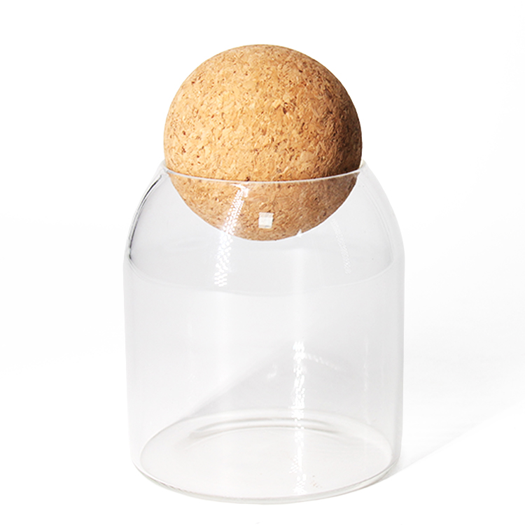 Wholesale Manufacture High Borosilicate Home Kitchen Food Storage Straight Shaped Glass Jar With Cork Lid