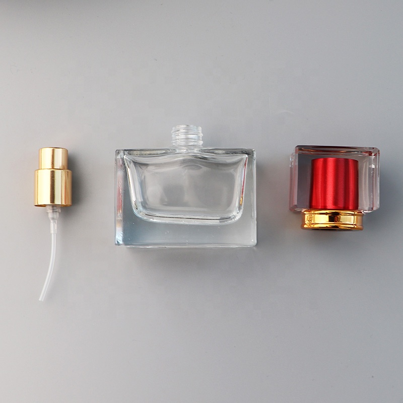 Wholesale Manufacturer 30ml 50ml Empty Refillable Square Glass Perfume Spray Bottle