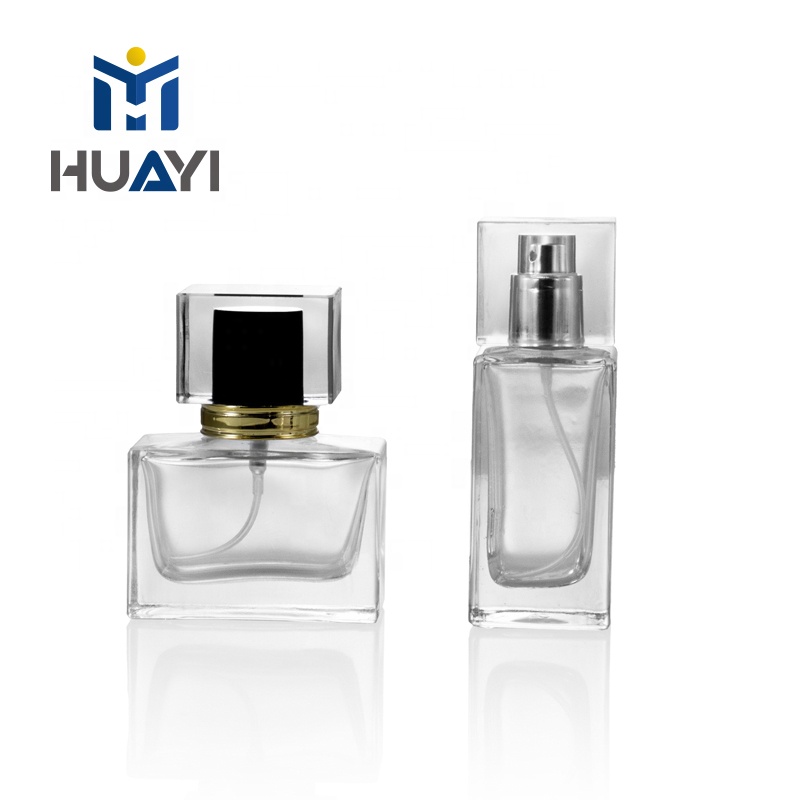 Wholesale Manufacturer Skin Care Packaging 30ml 50ml 100ml  Empty Clear Square refillable Glass Spray Perfume Bottle