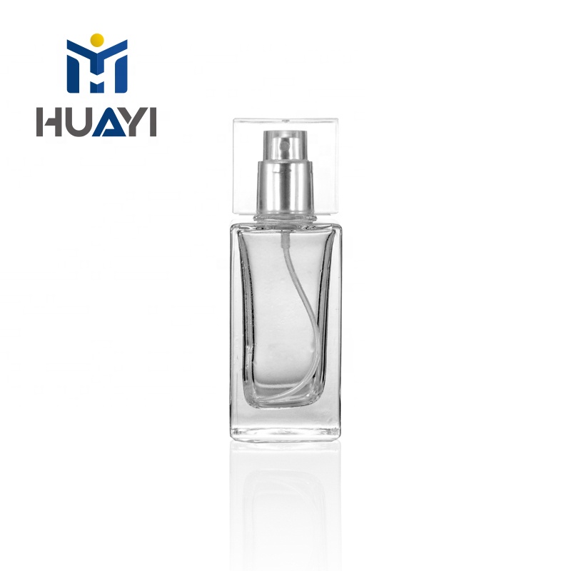Wholesale Manufacturer Skin Care Packaging 30ml 50ml 100ml Empty Clear Square refillable Glass Spray Perfume Bottle
