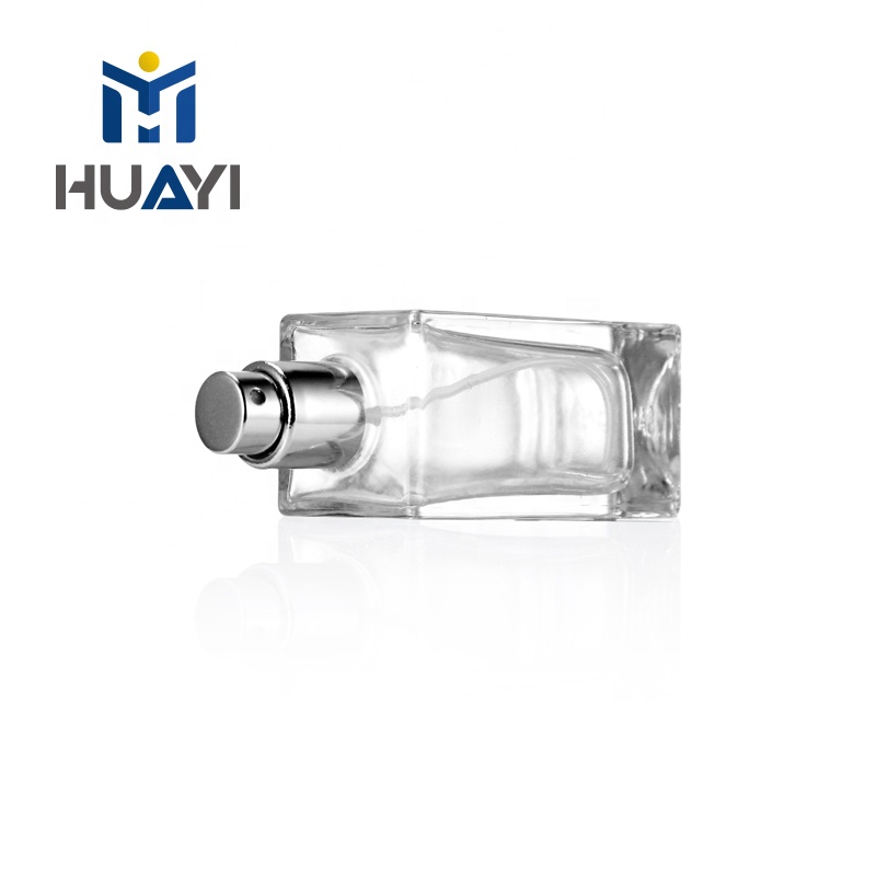 Wholesale Manufacturer Skin Care Packaging 30ml 50ml 100ml Empty Clear Square refillable Glass Spray Perfume Bottle