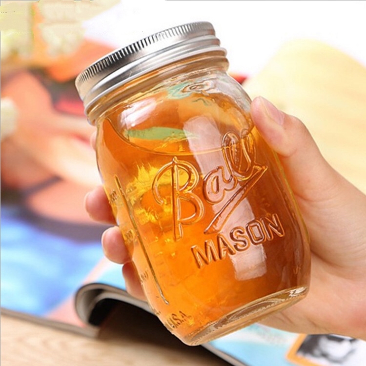 Wholesale Mason jars with handle 8oz 12oz 16oz custom mason jars 32 oz wide mouth