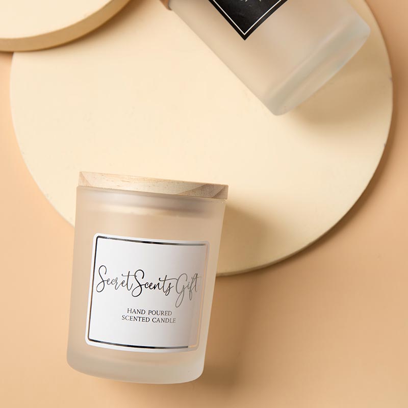 Wholesale Matte Black Candle Jars Glass Frosted Glass Candle Holder With Lid