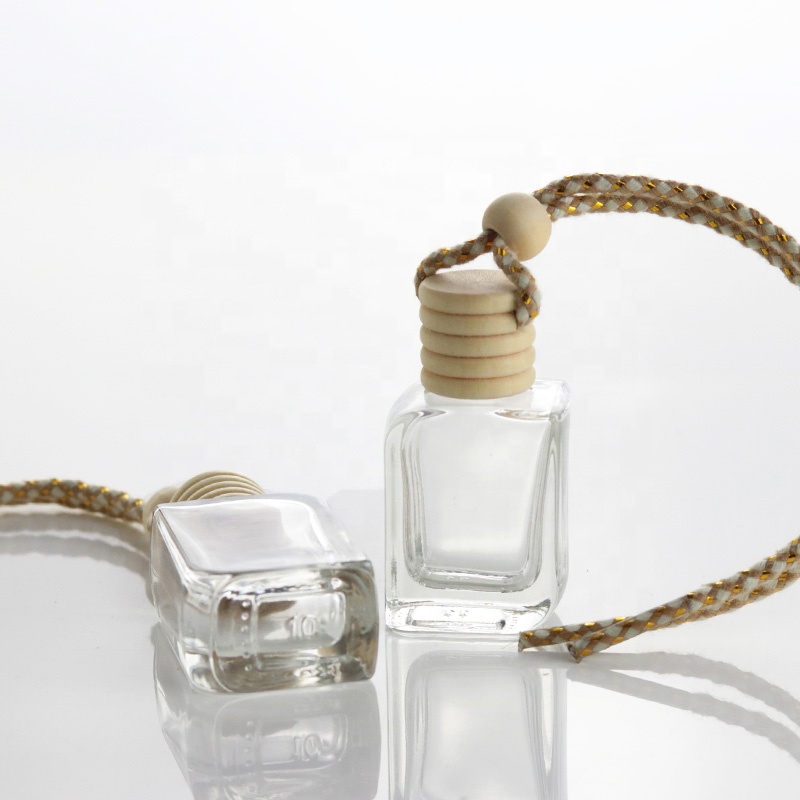 Wholesale Mini 15ml Empty Hanging Diffuser Car Perfume Glass Bottle With Wooden Lid (CG04)
