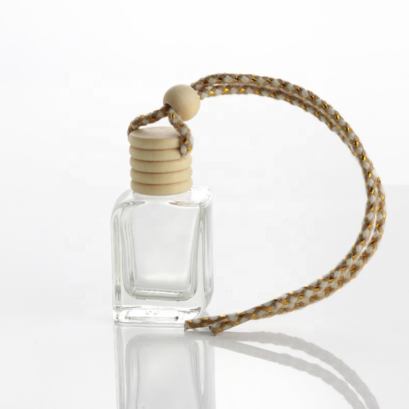Wholesale Mini 15ml Empty Hanging Diffuser Car Perfume Glass Bottle With Wooden Lid (CG04)
