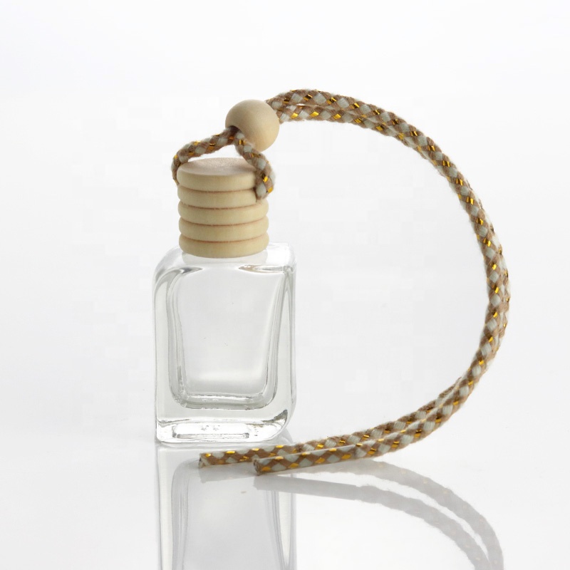 Wholesale Mini 15ml Empty Hanging Diffuser Car Perfume Glass Bottle With Wooden Lid (CG04)