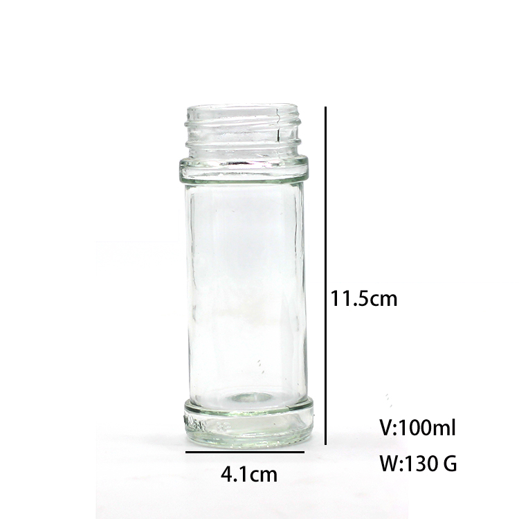 Wholesale Mulitifunctional 100ml spice glass spice salt and pepper shaker bottles with lid