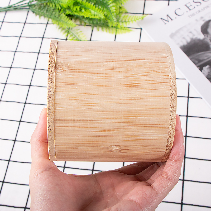 Wholesale Natural Bamboo Condiment Spice Jar Round Bamboo Storage Box with Lid