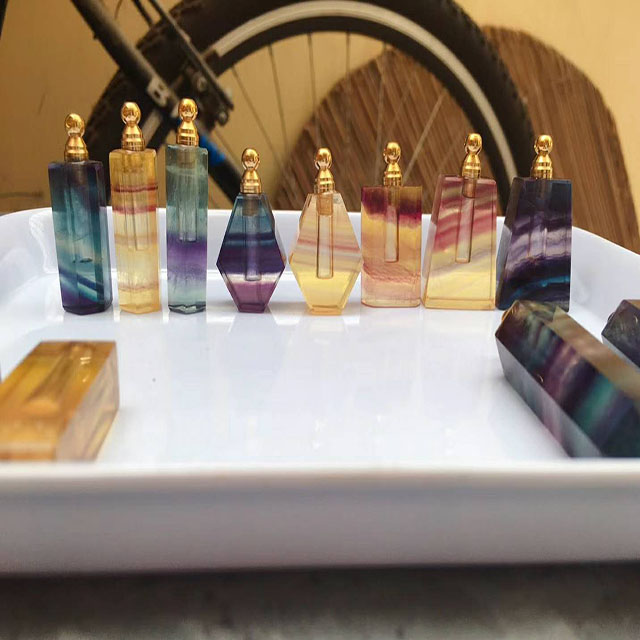 Wholesale Natural Healing Colored Fluorite Crystal Perfume Bottles Crystal Pendant