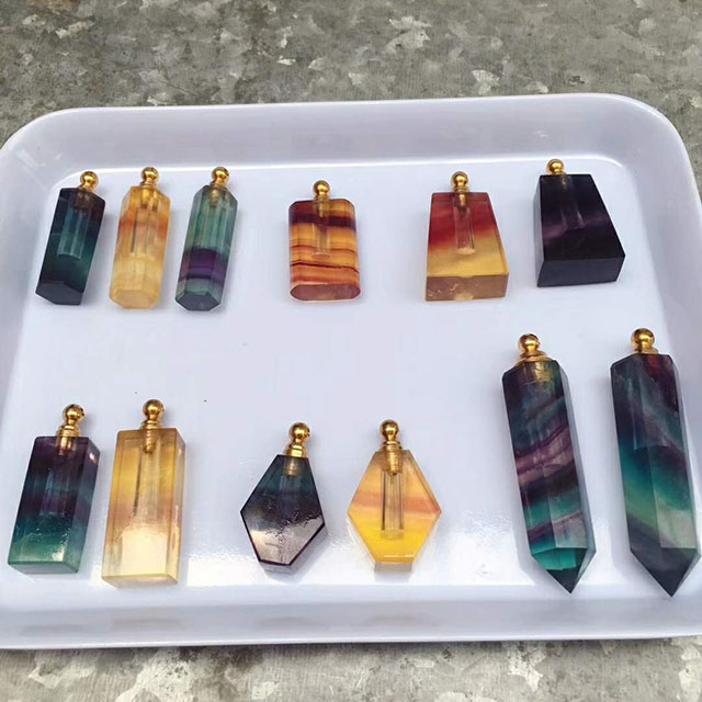 Wholesale Natural Healing Colored Fluorite Crystal Perfume Bottles Crystal Pendant