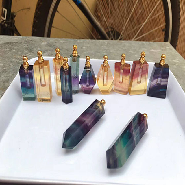 Wholesale Natural Healing Colored Fluorite Crystal Perfume Bottles Crystal Pendant