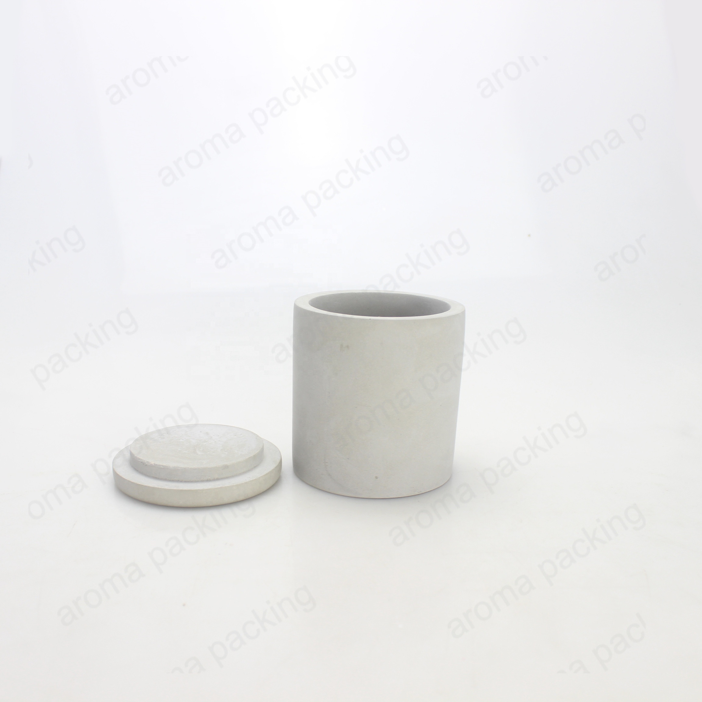 Wholesale New Design Round Clear Aroma Diffuser Bottle With Concrete Cememt Cap And Black Reed/Sticks
