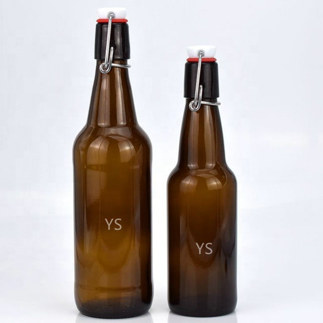 Wholesale OEM amber glass 11oz 16oz 330ml 500ml flip top beer bottle