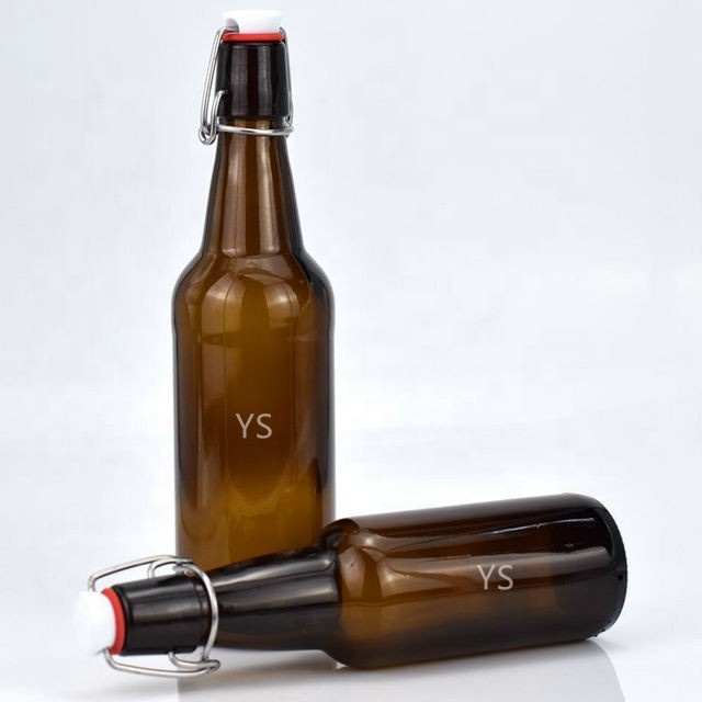 Wholesale OEM amber glass 11oz 16oz 330ml 500ml flip top beer bottle