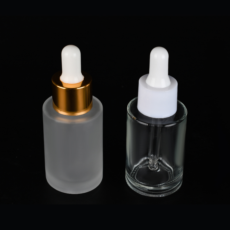 Wholesale OEM clear amber 20ml 30 ml 50ml serum aroma perfume essential oil flat shoulder glass dropper bottle