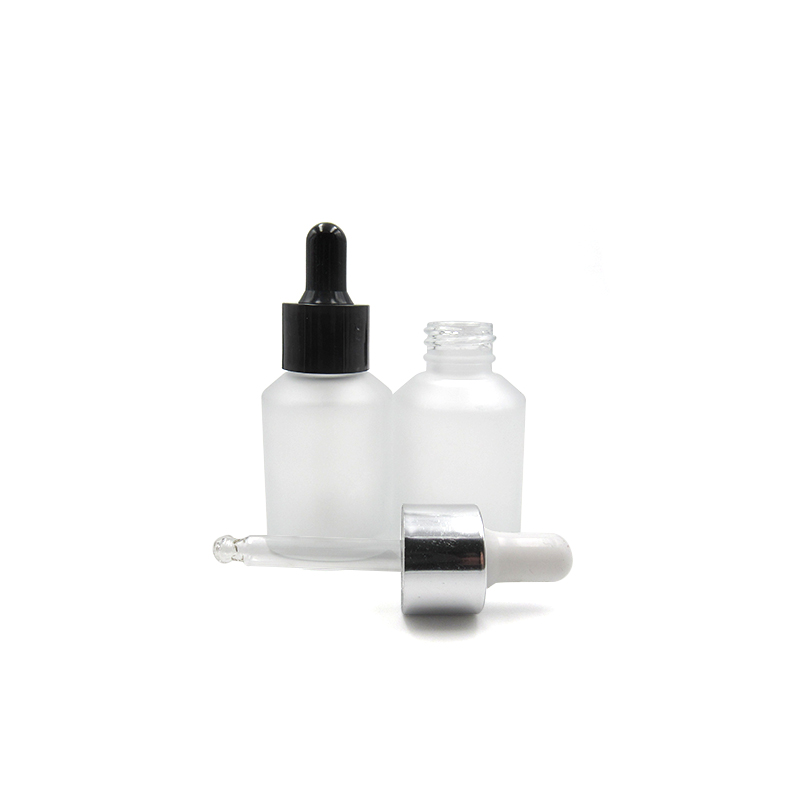 Wholesale OEM logo matte/frosted 30ml 1oz oblique shoulder glass packaging dropper bottle essential oil/serum bottle in stock