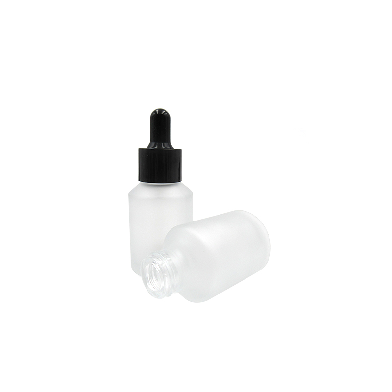 Wholesale OEM logo matte/frosted 30ml 1oz oblique shoulder glass packaging dropper bottle essential oil/serum bottle in stock