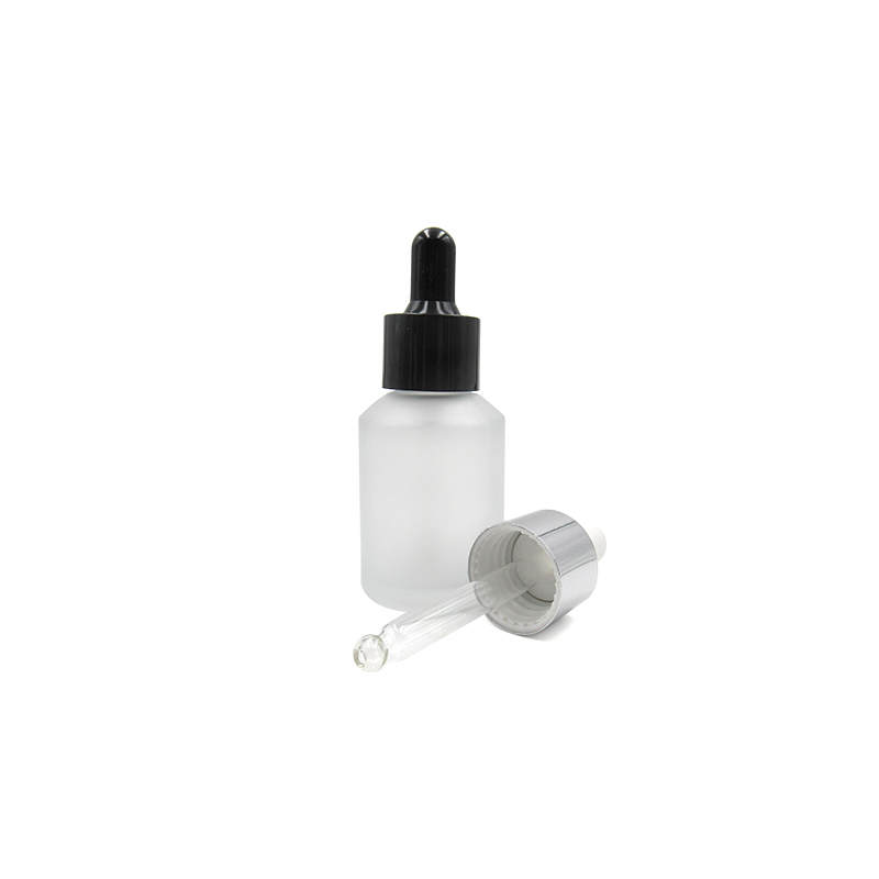 Wholesale OEM logo matte/frosted 30ml 1oz oblique shoulder glass packaging dropper bottle essential oil/serum bottle in stock