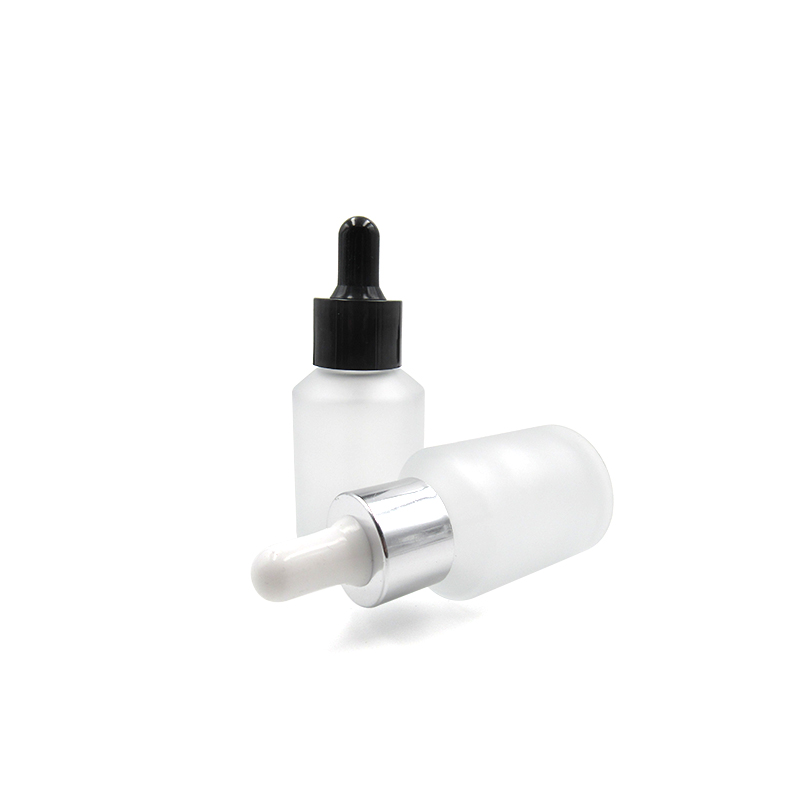 Wholesale OEM logo matte/frosted 30ml 1oz oblique shoulder glass packaging dropper bottle essential oil/serum bottle in stock