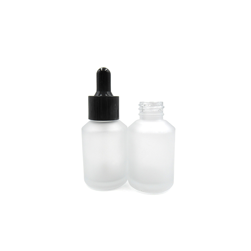 Wholesale OEM logo matte/frosted 30ml 1oz oblique shoulder glass packaging dropper bottle essential oil/serum bottle in stock