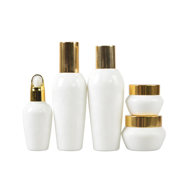 Wholesale Opal White Cosmetic Glass Bottle And Jars