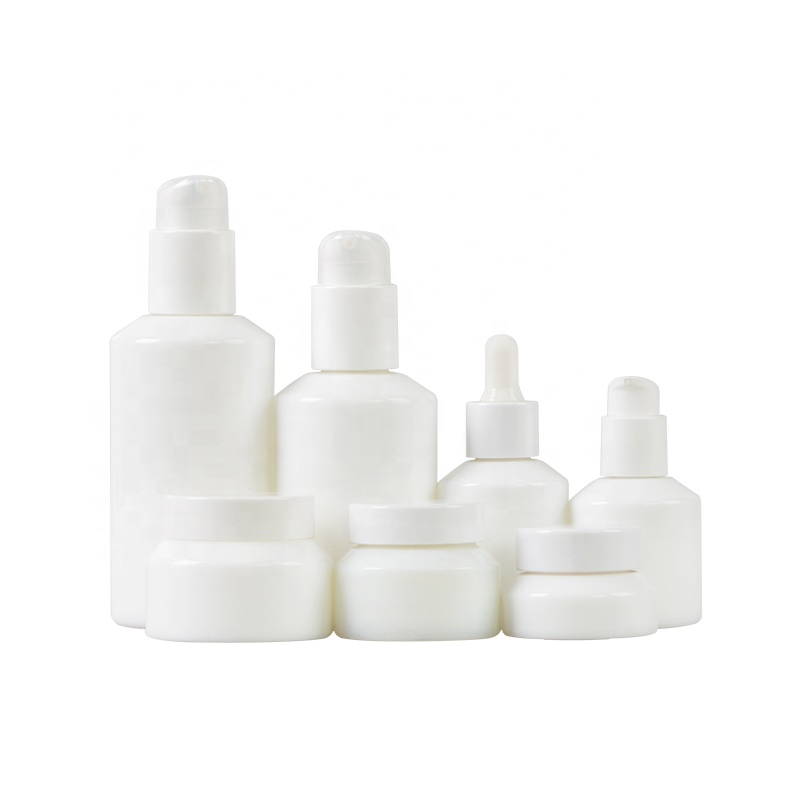 Wholesale Opal White Cosmetic Glass Bottle And Jars