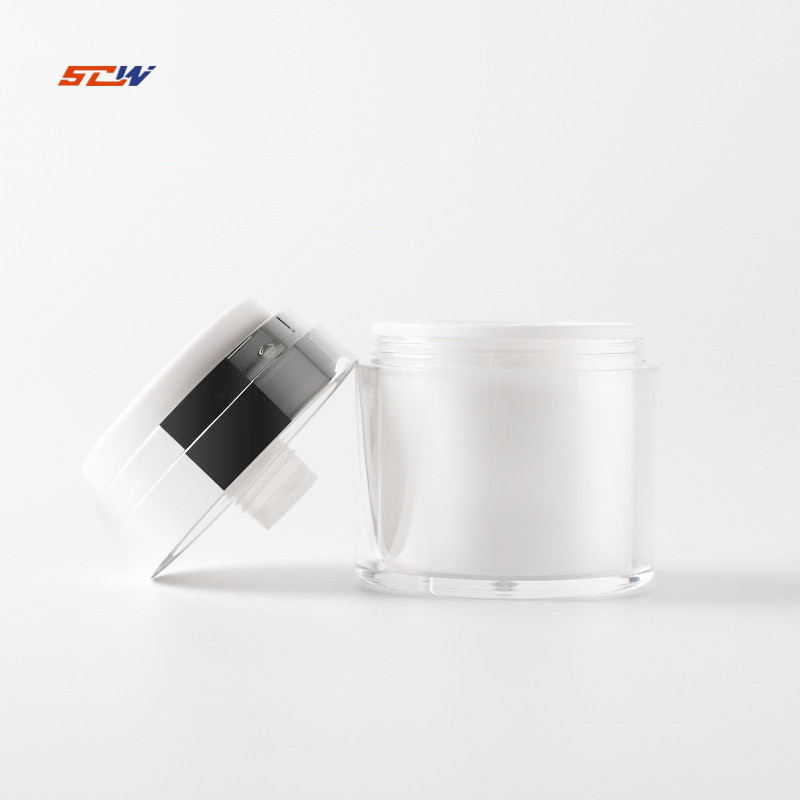 Wholesale PMMA Plastic Cosmetic Airless Pump Jar Press Type Customize Acrylic Airless Cream Jar