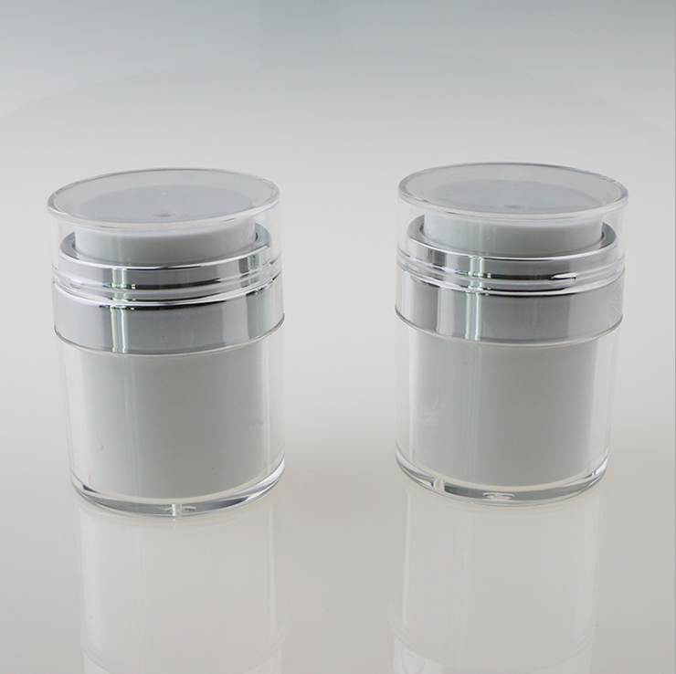 Wholesale PMMA Plastic Cosmetic Airless Pump Jar Press Type Customize Acrylic Airless Cream Jar