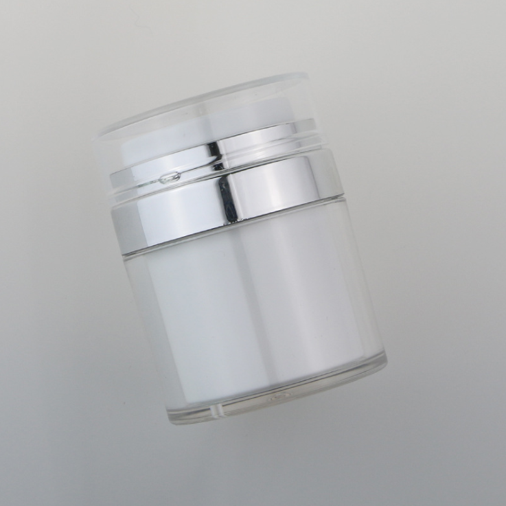 Wholesale PMMA Plastic Cosmetic Airless Pump Jar Press Type Customize Acrylic Airless Cream Jar