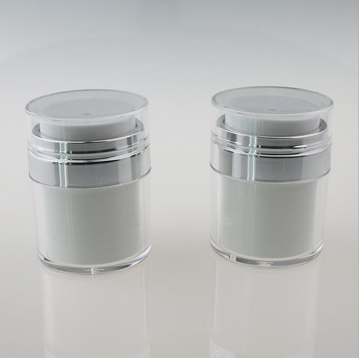Wholesale PMMA Plastic Cosmetic Airless Pump Jar Press Type Customize Acrylic Airless Cream Jar