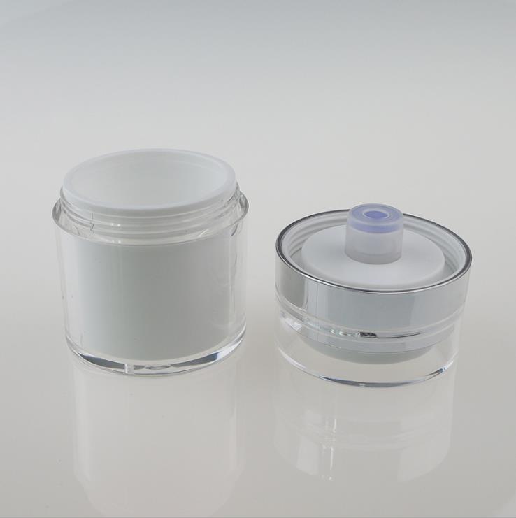 Wholesale PMMA Plastic Cosmetic Airless Pump Jar Press Type Customize Acrylic Airless Cream Jar