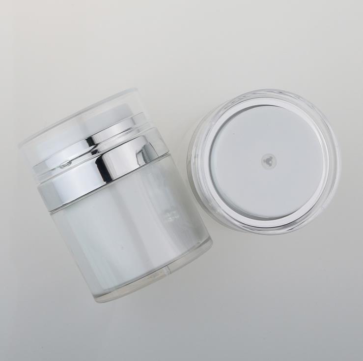 Wholesale PMMA Plastic Cosmetic Airless Pump Jar Press Type Customize Acrylic Airless Cream Jar