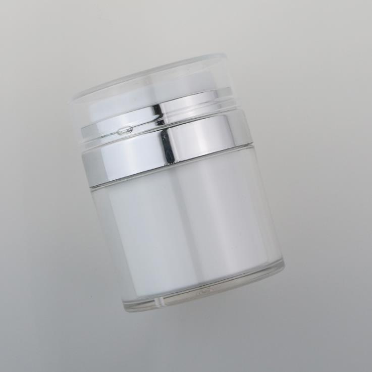Wholesale PMMA Plastic Cosmetic Airless Pump Jar Press Type Customize Acrylic Airless Cream Jar