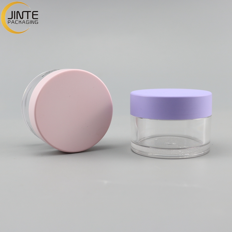Wholesale Packing Jar Manufacturer 1oz 2oz 4oz 6oz 8oz PETG Plastic Clear body with matte Purple cap for Scrub Cream Container