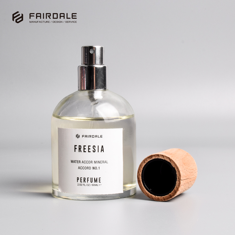 Wholesale Perfume Bottles 50ml OEM 100ml Perfume Bottle Spray Wooden Cap Empty Perfume Bottles