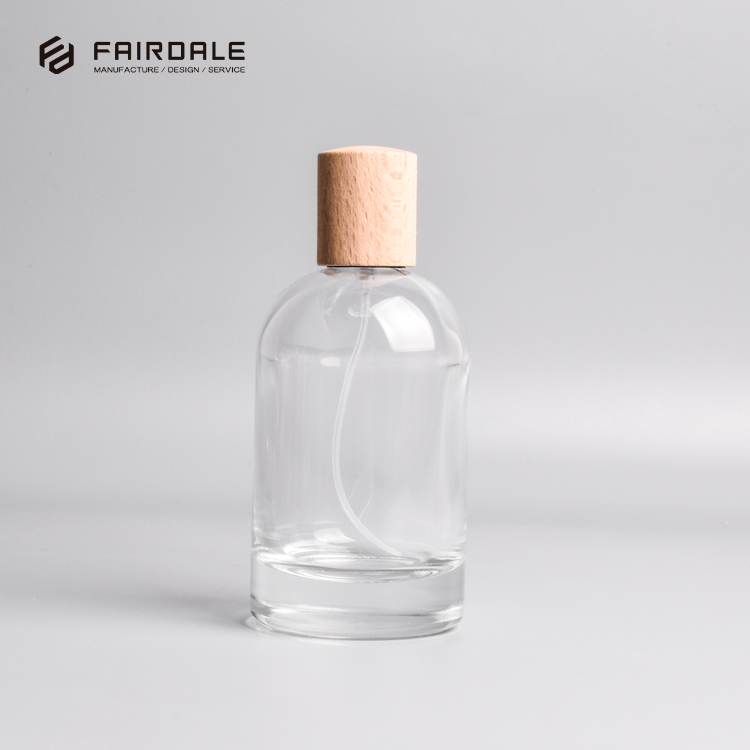 Wholesale Perfume Bottles 50ml OEM 100ml Perfume Bottle Spray Wooden Cap Empty Perfume Bottles