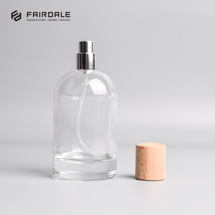 Wholesale Perfume Bottles 50ml OEM 100ml Perfume Bottle Spray Wooden Cap Empty Perfume Bottles