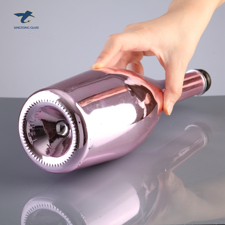 Wholesale Personalized Pink Empty Champagne Glass Bottle With Polymer Cap