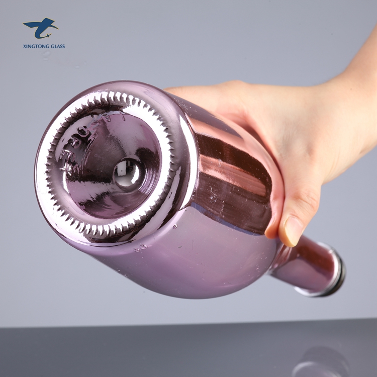 Wholesale Personalized Pink Empty Champagne Glass Bottle With Polymer Cap