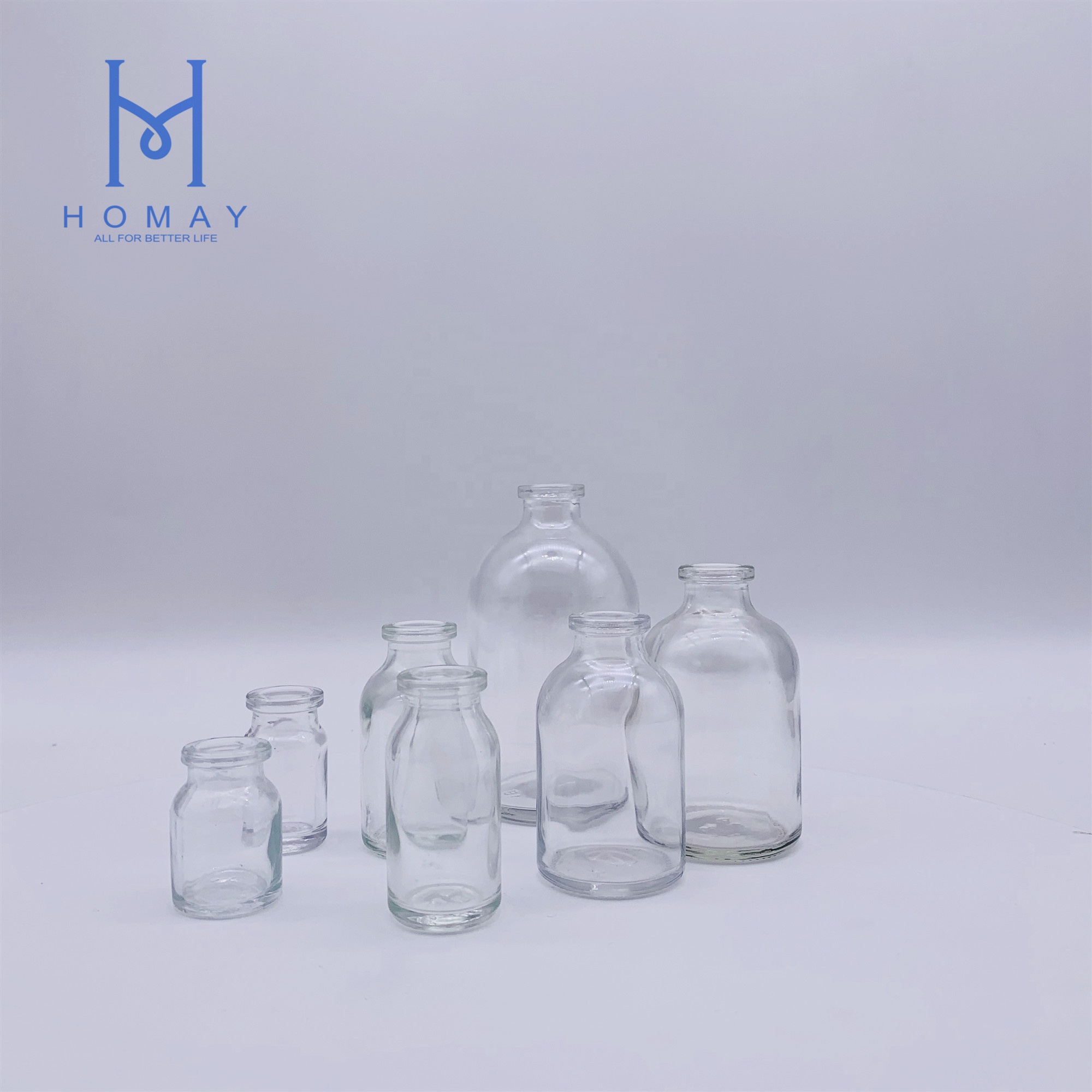 Wholesale Pharmaceutical 5ml,7ml,8ml,10ml,15ml,20ml,30ml,50ml,100ml Clear molded sterile glass injection vials for antibiotics