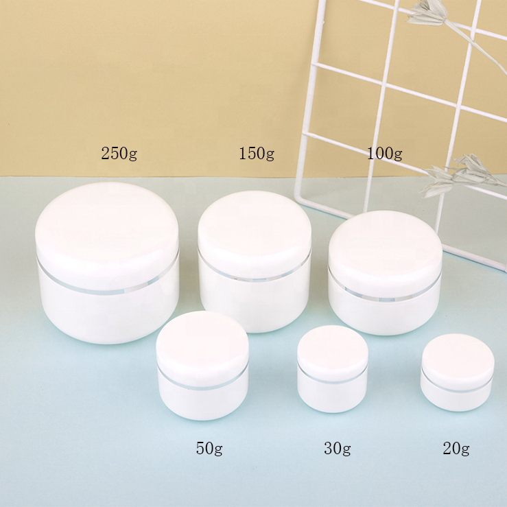 Wholesale Plastic White Big Mouth Luxury Face Cream Jar 250g 150g 100g 50g 30g 20g