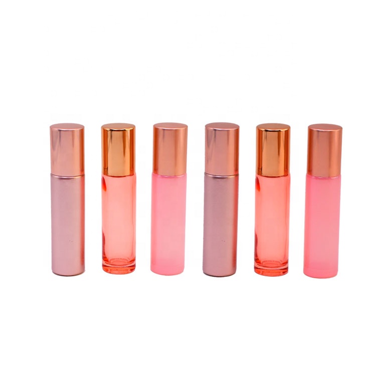 Wholesale Popular 10ml Perfume Container Rose Gold Deodorant Glass Bottle With Stainless Steel Roller Ball